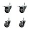 Service Caster 3'' Thermo Rubber Swivel 7/16'' Stem Caster Set 2 Total Lock Brake, 4PK SCC-GRTTL20S314-TPRB-716138-2-S-2 - alternate 1